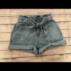 Zara- Paperbag waist denim shorts size:8